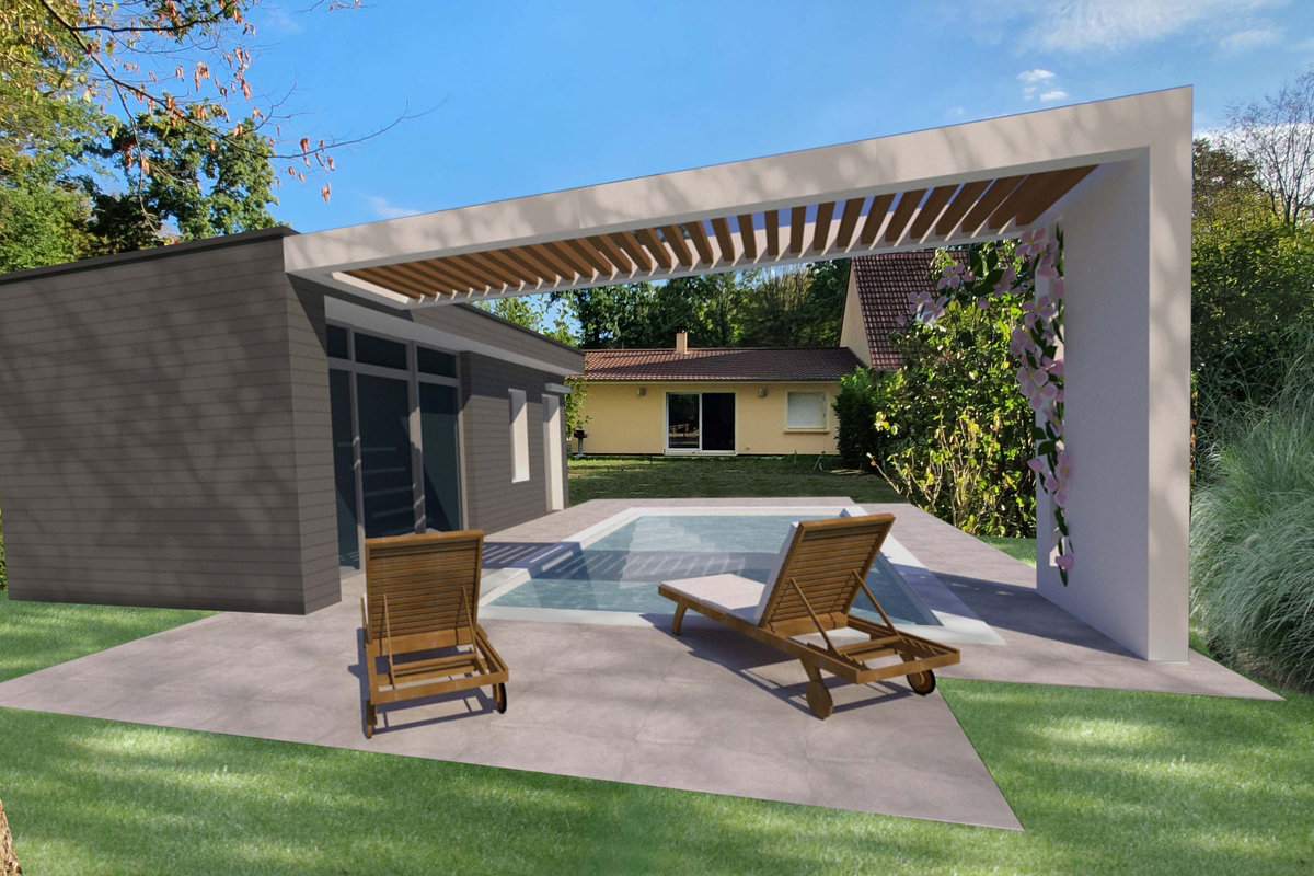 Pool house et piscine — Bazoches